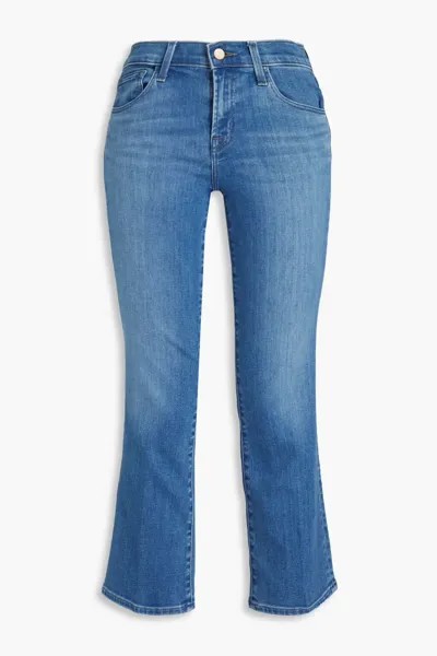 Расклешенные джинсы со средней посадкой и потертостями J Brand, средний деним