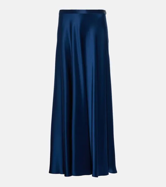 Атласная юбка макси Polo Ralph Lauren, синий