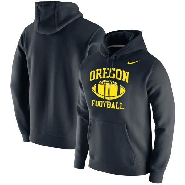Мужской черный флисовый пуловер с капюшоном Oregon Ducks Retro Football Club Nike