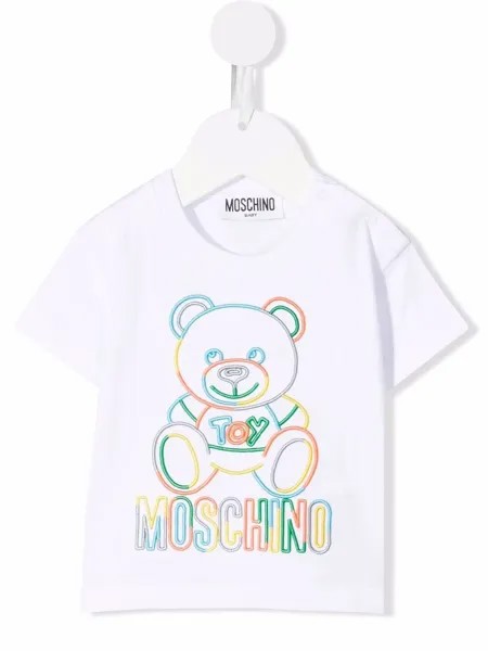 Moschino Kids футболка с вышитым логотипом