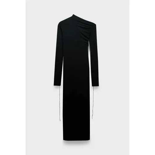 Платье Andrea Ya'aqov ribbed drapped long dress, размер 42, чёрный