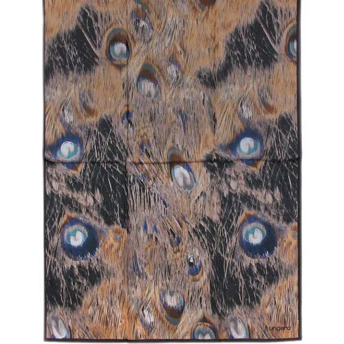 Палантин Ungaro, натуральный шелк, 180х70 см, черный, коричневый