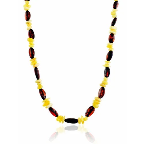 Бусы AmberHandmade, янтарь, длина 49 см, бордовый, бежевый