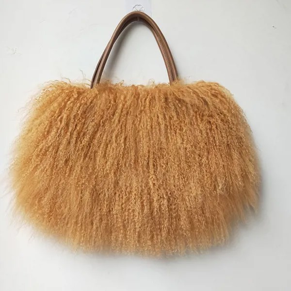 Зимняя сумка из натурального меха монгольской овчины, Женская Повседневная сумка с длинным ворсом из тибетского натурального меха, женская...