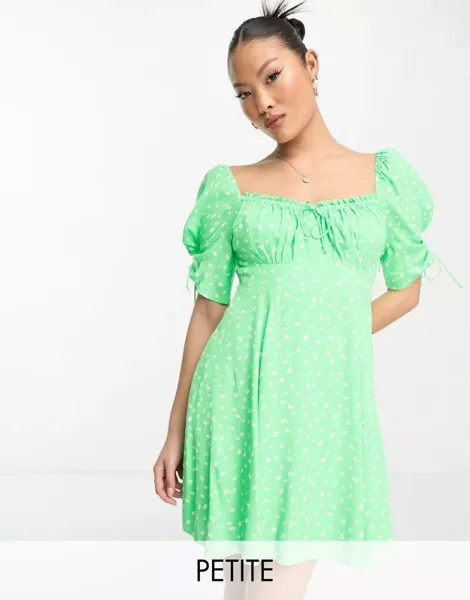 Зеленое мини-платье с завязками и рукавами Forever New Petite