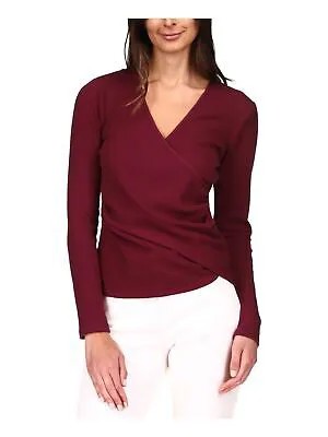 Женский бордовый пуловер MICHAEL KORS с длинными рукавами и искусственным запахом, топ S
