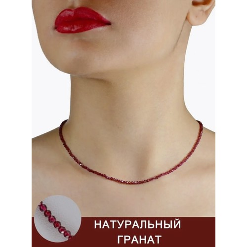 Чокер, гранат, длина 45 см, красный