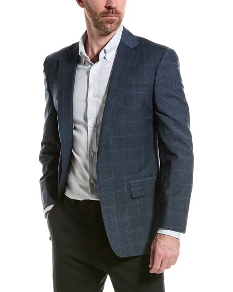 Костюмный пиджак классического кроя из смесовой шерсти Brooks Brothers, синий