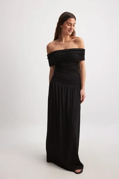 Длинное платье Off Shoulder Hip Detail Midi Dress NA-KD, черное