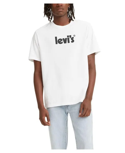 Мужская футболка свободного кроя с круглым вырезом и плакатом с логотипом Levi's, мульти