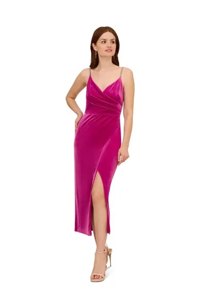 Бархатное длинное платье с запахом спереди Adrianna Papell, розовый