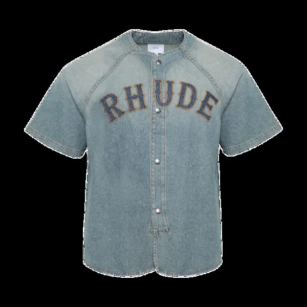 Рубашка Rhude Baseball Denim 'Dark Indigo', синий