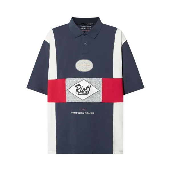 Поло Martine Rose Oversized Panelled Polo, цвет Navy Blue