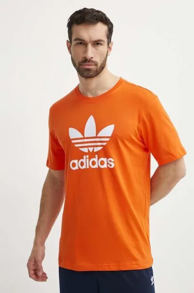 Хлопковая футболка adidas Originals, оранжевый
