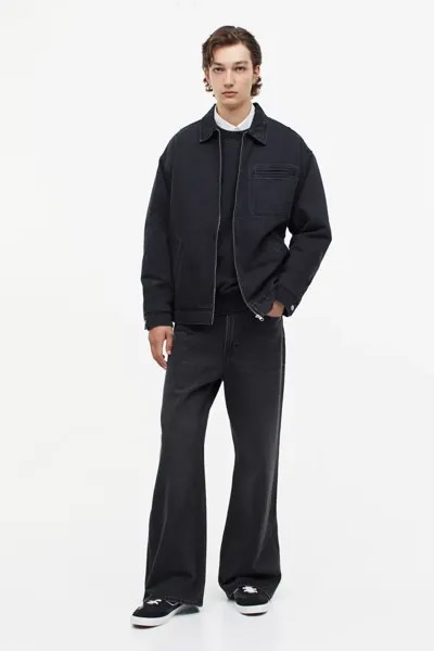 Стеганая джинсовая куртка свободного кроя H&M, черный