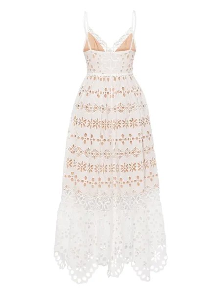 Платье макси с V-образным вырезом и вышивкой Elie Saab, белый