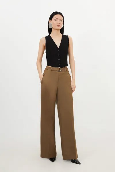 Прямые брюки из смесовой шерсти строгого кроя Karen Millen, зеленый