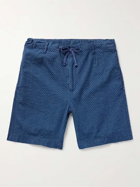 Майка Прямые шорты из хлопка с принтом и завязками на шнурке HARTFORD, синий