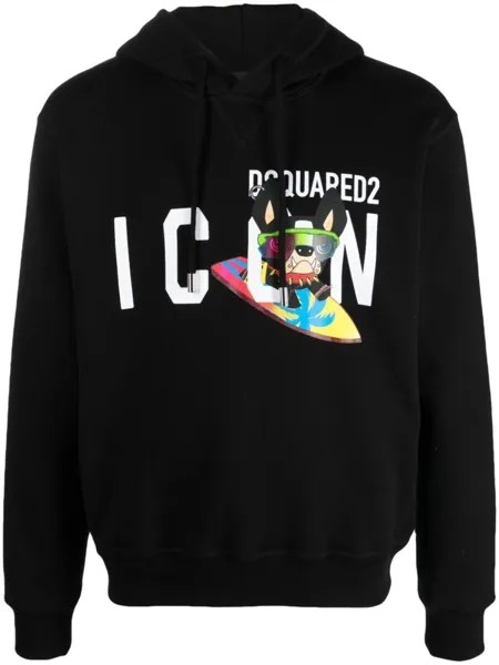 Dsquared2 худи с кулиской и логотипом, черный
