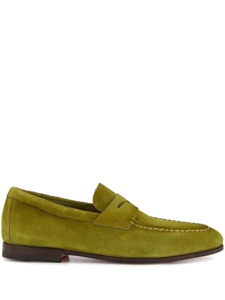 Замшевые мокасины Santoni, зеленый