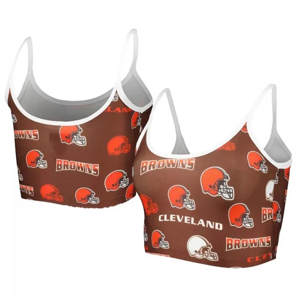 Женский спортивный бюстгальтер Concepts Sport коричневый/белый Cleveland Browns Breakthrough Allover Knit Sports Bra