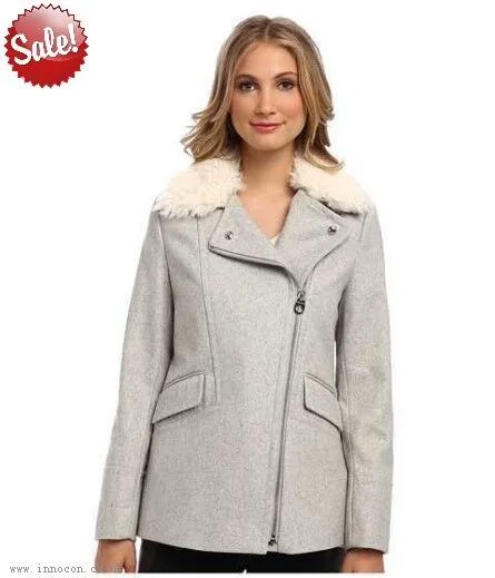 Calvin Klein NWT Женское асимметричное меховое пальто из смеси каменной шерсти Melton, размер M