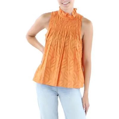 Женская оранжевая хлопковая присборенная блузка Joie без рукавов XS BHFO 2486