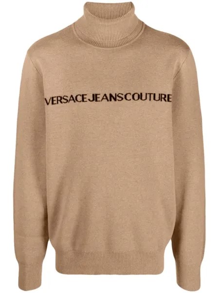 Versace Jeans Couture джемпер с высоким воротником и логотипом, нейтральный цвет