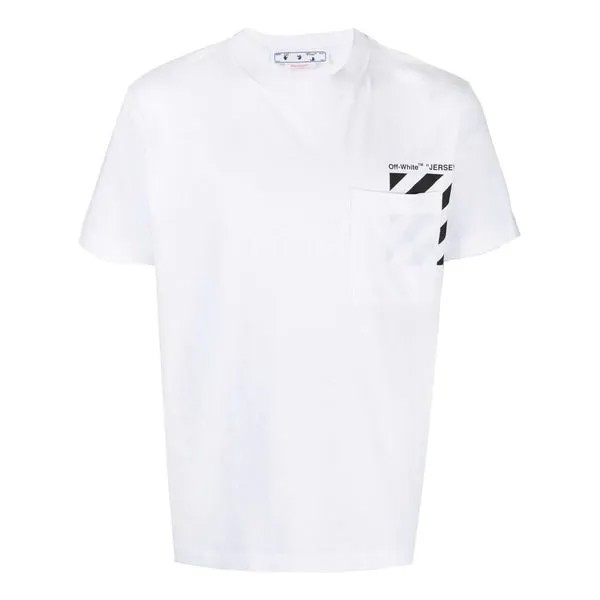 Футболка Men's OFF-WHITE Chest Stripe Pocket Round Neck Short Sleeve White T-Shirt, белый