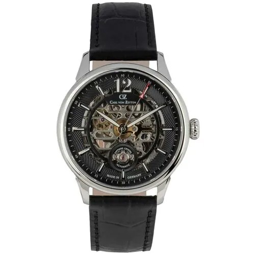 Наручные часы Carl von Zeyten Skeleton, серебряный, черный