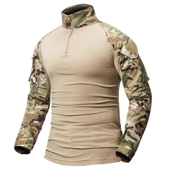 Мужской камуфляж US RU Армия Боевая тактическая рубашка Хлопчатобумажный камуфляж Multicam CP Военная футболка с длинным рукавом