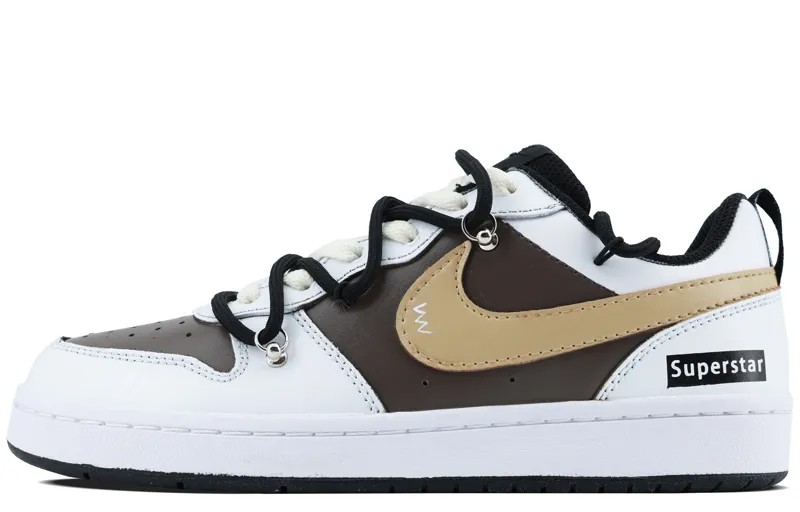 Кроссовки Nike Court Skateboarding Shoes Women's Low-top White/Brown, хаки