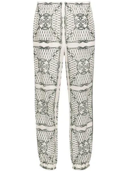 Tory Burch зауженные брюки с принтом Knot, белый