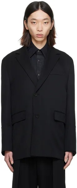 Черный пиджак с зубчатыми лацканами Wooyoungmi