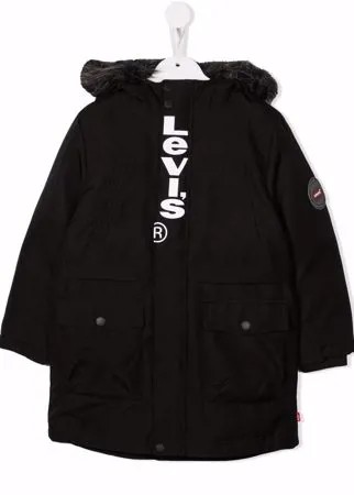 Levi's Kids пальто с капюшоном и логотипом