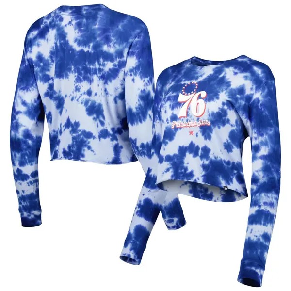 Женская укороченная футболка с длинными рукавами New Era Royal Philadelphia 76ers Tie Dye New Era