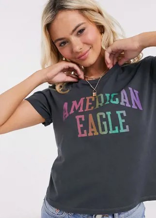 Черная футболка American Eagle-Черный