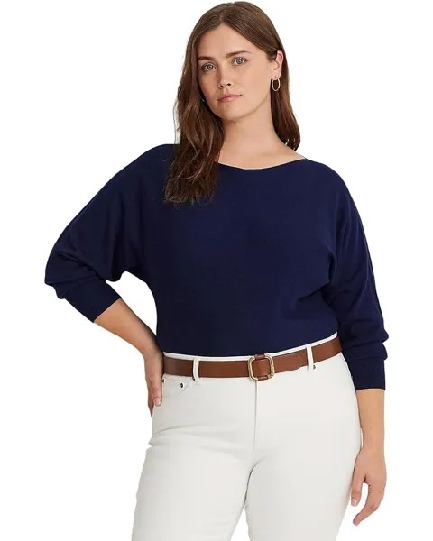 Свитер LAUREN Ralph Lauren Plus-Size Cotton-Blend Dolman-Sleeve, цвет Refined Navy