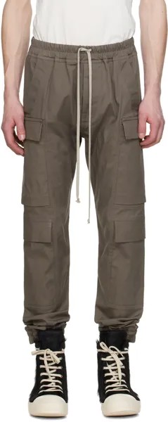 Серые брюки-карго Mastodon Mega Rick Owens, цвет Dust