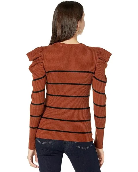 Свитер 7 For All Mankind Long Sleeve Rib Puff Crew Neck, цвет Spice/Black Stripe