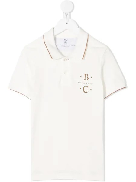 Brunello Cucinelli Kids рубашка поло с вышитым логотипом