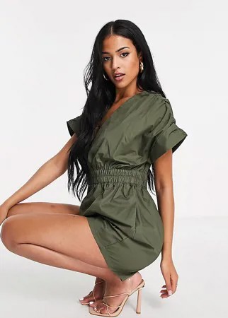 Ромпер цвета хаки в стиле милитари Missguided Tall-Зеленый цвет