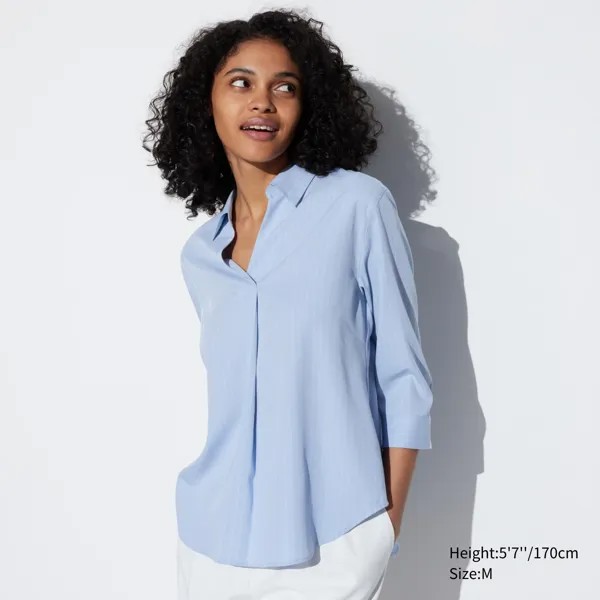 Блуза UNIQLO из искусственного шелка, синий