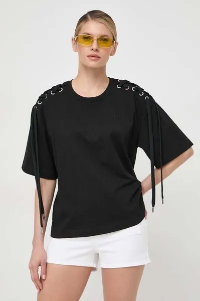 Хлопковая футболка Pinko, черный
