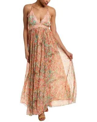 Плиссированное макси-платье рококо песочного цвета для женщин
