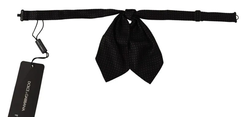 Галстук-бабочка DOLCE - GABBANA, черный, серый в горошек, регулируемый воротник, папийон, рекомендованная розничная цена 300 долларов США.