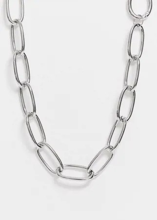 Серебристое ожерелье с крупными звеньями ASOS DESIGN-Серебряный