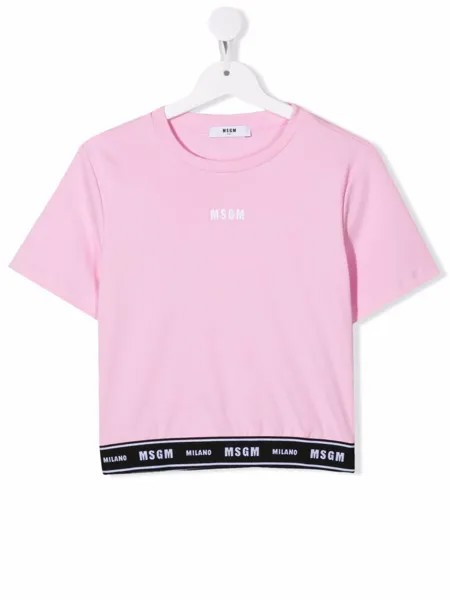 MSGM Kids футболка с короткими рукавами и вышитым логотипом