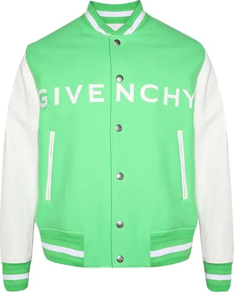 Бомбер Givenchy Varsity Leather, белый/зеленый