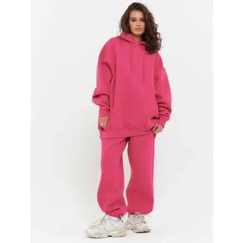 Костюм Little Secret, худи и брюки, спортивный стиль, свободный силуэт, утепленный, размер XL, розовый
